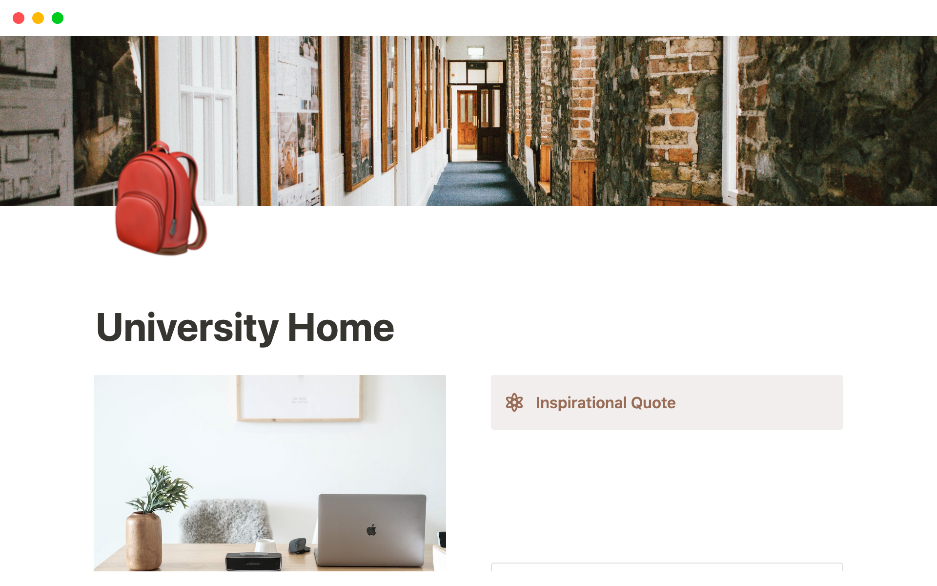 A template preview for University Home